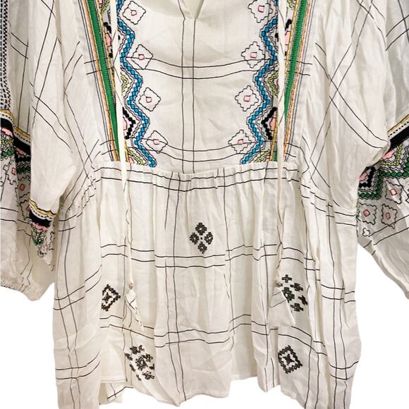 Anthropologie Vineet Bahl Cream Brielle Embroidered Blouse Sz S - Picture 4 of 13